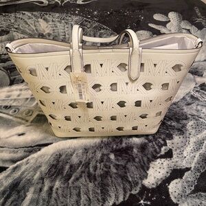 Michael Kors Cream Cutout Tote Bag